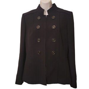 Tahari Double Breasted Military Band Blazer Jacket Black 8 Musician Professional